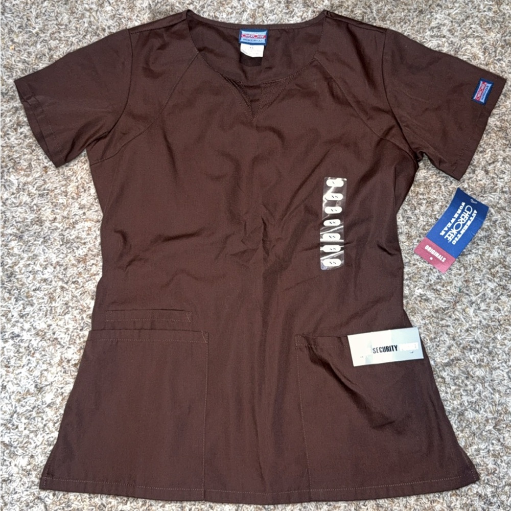 Cherokee Dark Brown Women's Blouse with Pockets